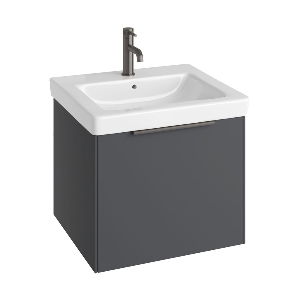 Product Cut out image of the Abacus Concept Simple S3 Anthracite 550mm Basin & Vanity Unit with an Anthracite Furniture Handle